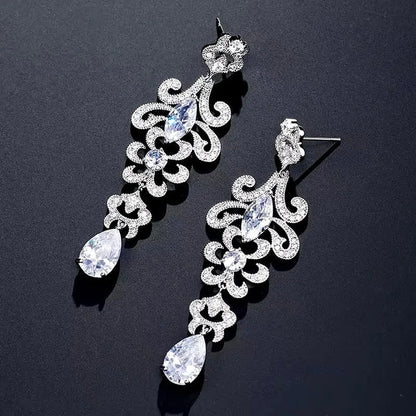 Wedding Jewelry - Cubic Zirconia Bridal Earrings - Available in Silver and Rose Gold