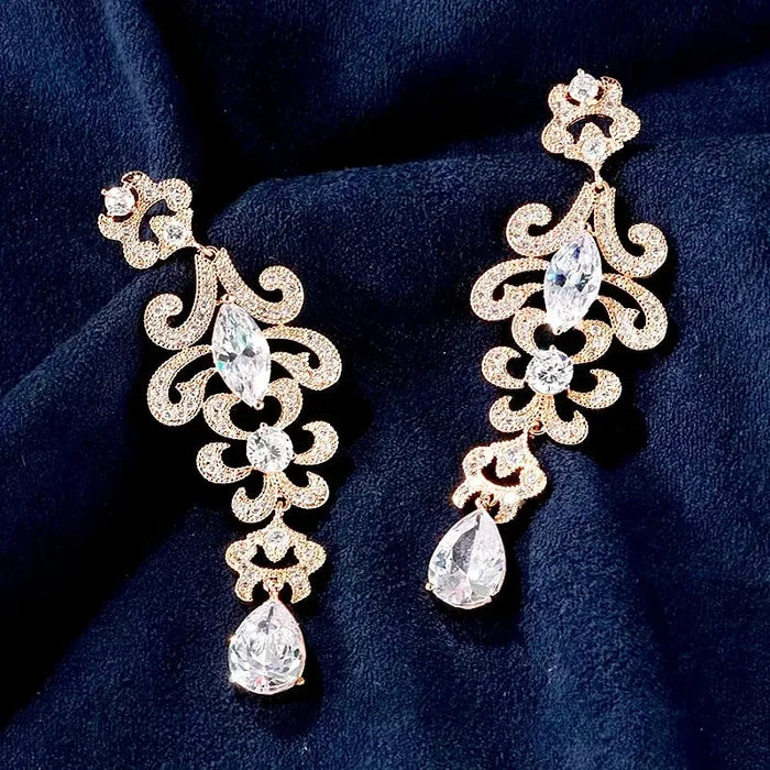 Wedding Jewelry - Cubic Zirconia Bridal Earrings - Available in Silver and Rose Gold