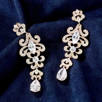 Wedding Jewelry - Cubic Zirconia Bridal Earrings - Available in Silver and Rose Gold
