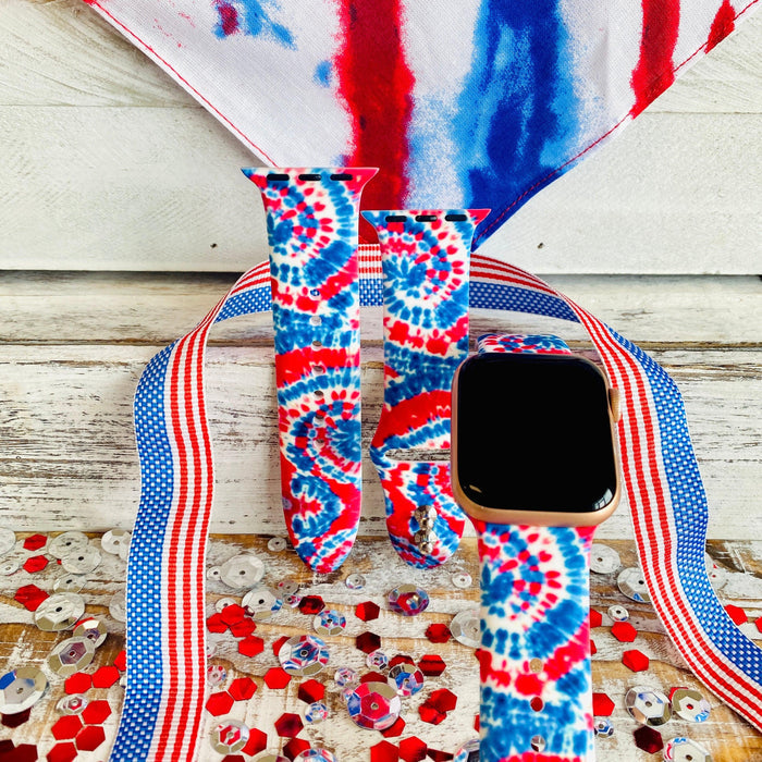 American Tie Dye Print Silicone Band For Apple Watch - Fancy Bands