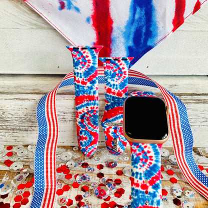 American Tie Dye Print Silicone Band For Apple Watch - Fancy Bands