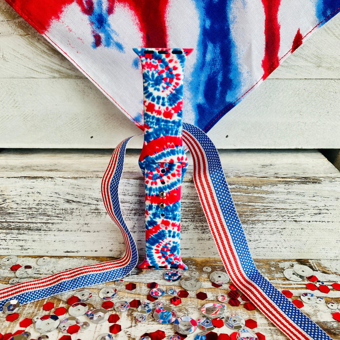 American Tie Dye Print Silicone Band For Apple Watch - Fancy Bands