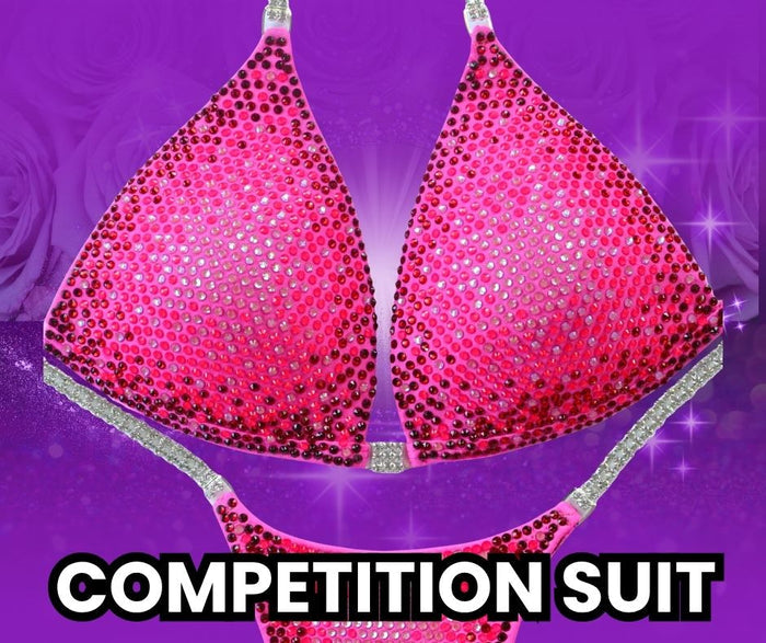 Angel Competition Fashion Show - Deposit bright pink competition bikinis for NPC bikini competition suit and bodybuilding competition suits