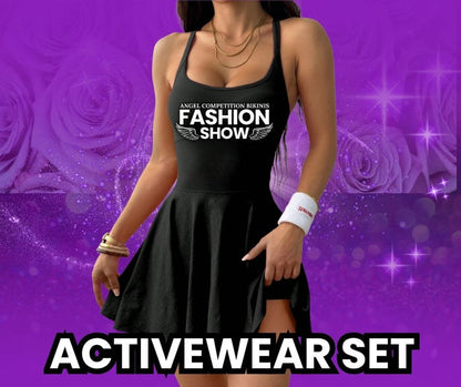 Angel Competition Fashion Show - Deposit activewear set in black for NPC bikini competition suit and fit model competition suit