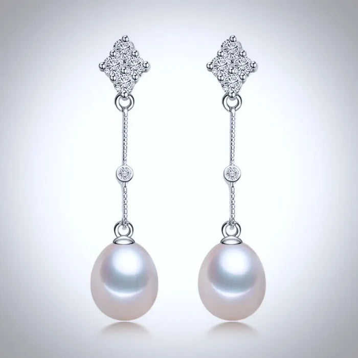 Wedding Pearl Jewelry - Freshwater Pearl Sterling Silver Bridal Earrings