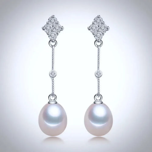 Wedding Pearl Jewelry - Freshwater Pearl Sterling Silver Bridal Earrings