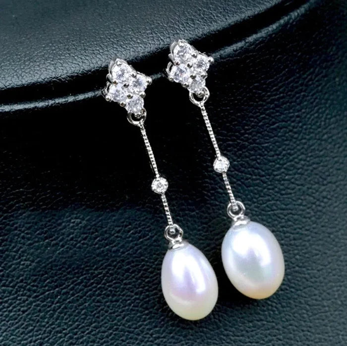 Wedding Pearl Jewelry - Freshwater Pearl Sterling Silver Bridal Earrings