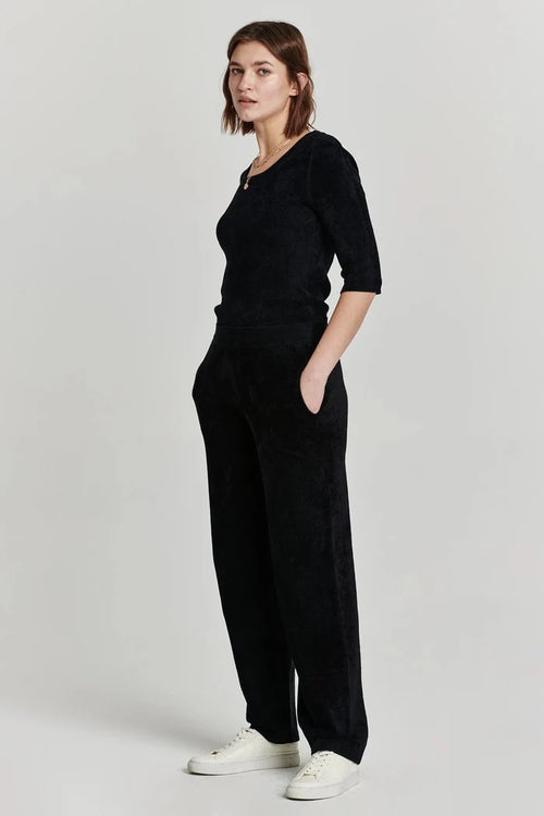 Another Love Leo Scoop Neck Top - Black Chenille