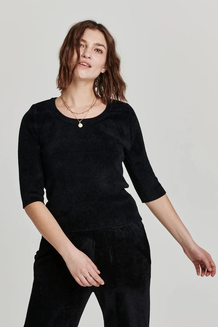Another Love Leo Scoop Neck Top in Black