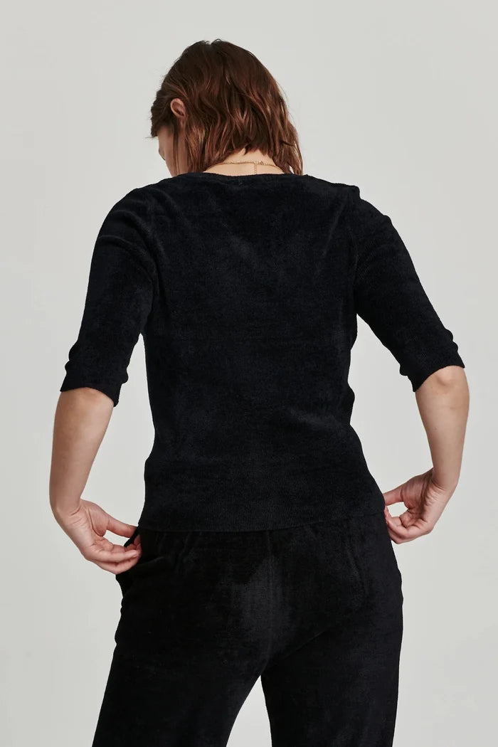 Another Love Leo Scoop Neck Top - Black Chenille