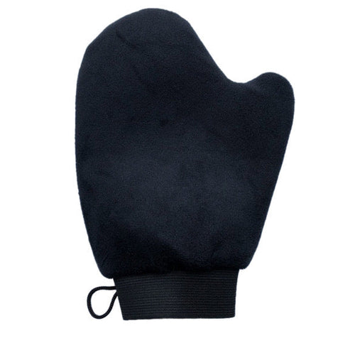 Bronze BOSS LLC applicator mitt for applying self-tanning products, showing a soft, tan-colored mitt on a clean background.