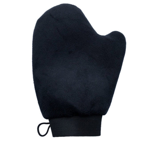 Bronze BOSS LLC applicator mitt for applying self-tanning products, showing a soft, tan-colored mitt on a clean background.