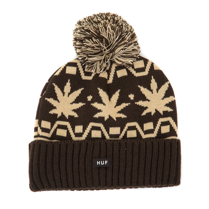 Apres Cuff Pom Beanie (Brown) (S)