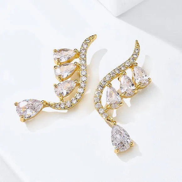 Wedding Jewelry - CZ Bridal Climber Earrings - Available in Gold and Silver