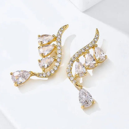 Wedding Jewelry - CZ Bridal Climber Earrings - Available in Gold and Silver