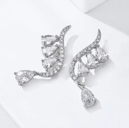 Wedding Jewelry - CZ Bridal Climber Earrings - Available in Gold and Silver