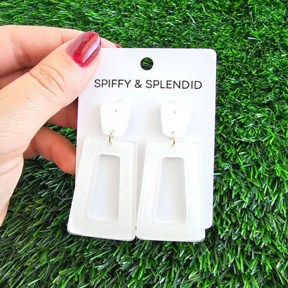 Avery Earrings - White Glitter // Jewelry, Game Day