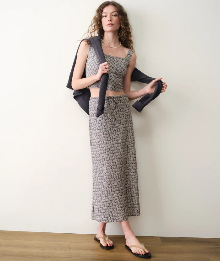 Avery Hemp Midi Skirt Navy Seashell