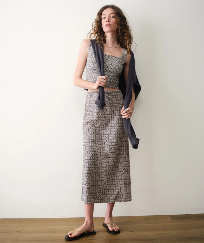 Avery Hemp Midi Skirt Navy Seashell