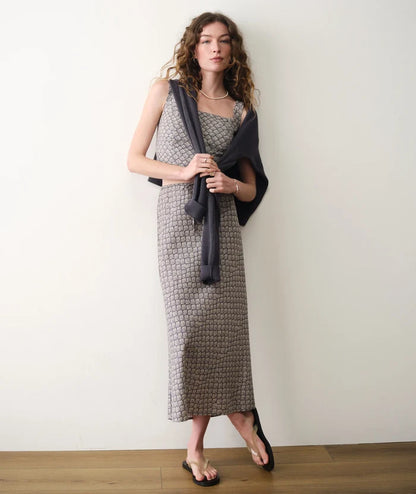Avery Hemp Midi Skirt Navy Seashell