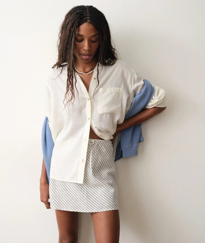 Avery Hemp Mini Skirt Navy/Cream Stripe