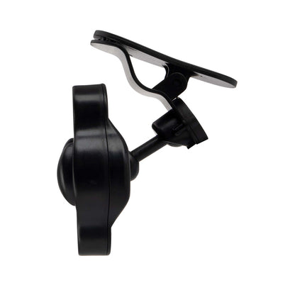 A black plastic suction mount with a swivel joint and flat plate, designed for multiangle viewing with the Baby View Mirror, is shown in side profile against a white background.