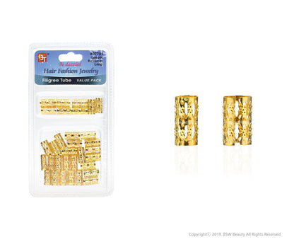 BEAUTY TOWN FILIGREE TUBE GOLD 24K 8X15MM LONG #07781 (VALUE PACK) - BSW BEAUTY CANADA