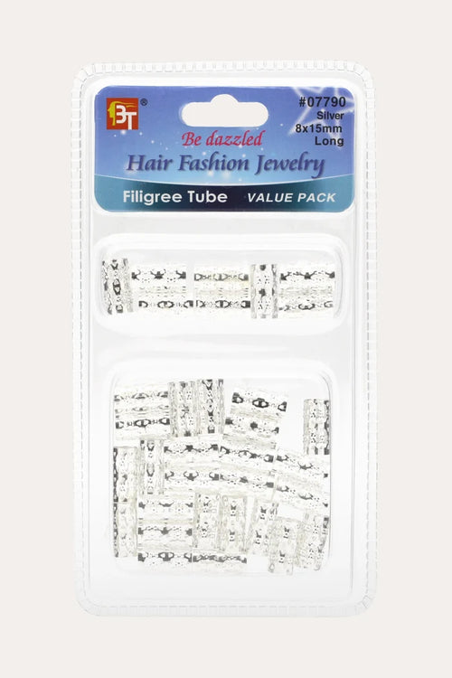 BEAUTY TOWN FILIGREE TUBE SILVER 8X15MM LONG #07790 (VALUE PACK) - BSW BEAUTY CANADA