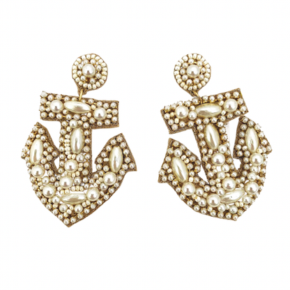 Beth Ladd Collections - Pearl Anchor Earrings