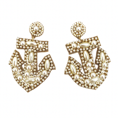 Beth Ladd Collections - Pearl Anchor Earrings