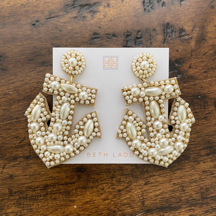 Beth Ladd Collections - Pearl Anchor Earrings