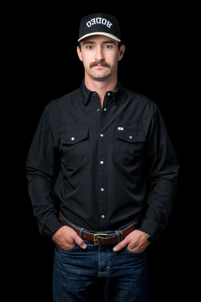 Black Long Sleeve Pearl Snap Shirt by Ferrell