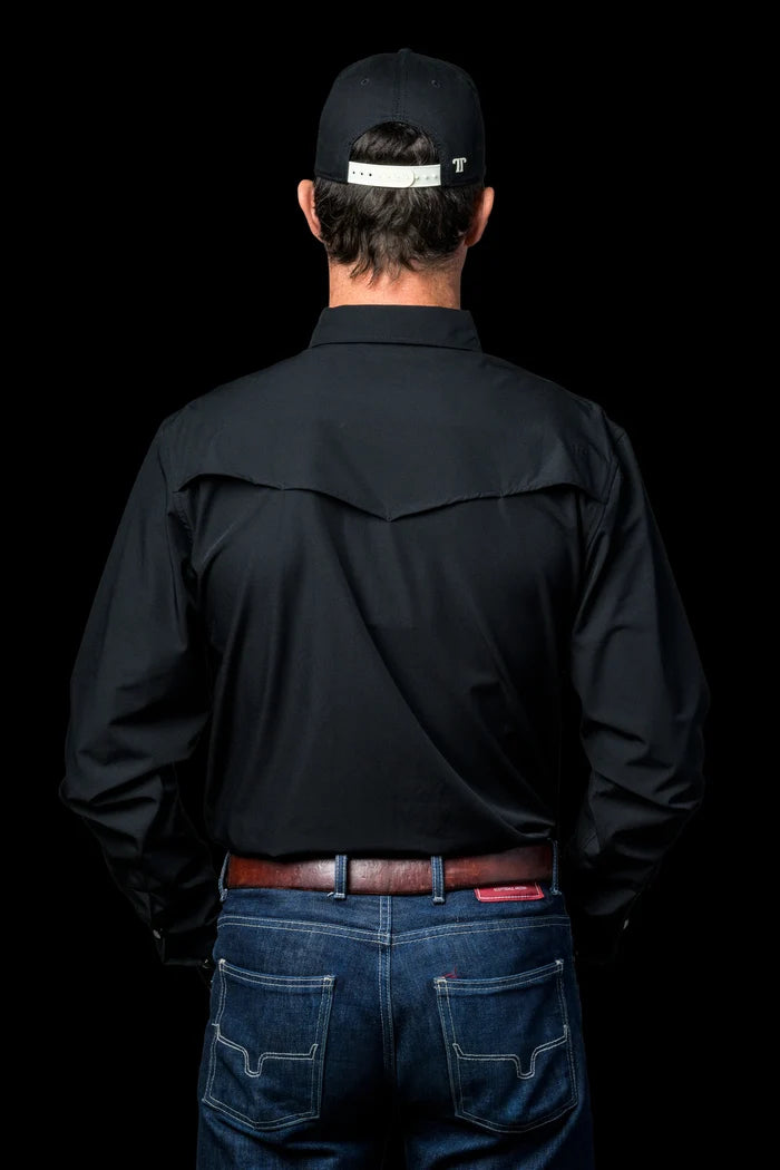 Black Long Sleeve Pearl Snap Shirt by Ferrell
