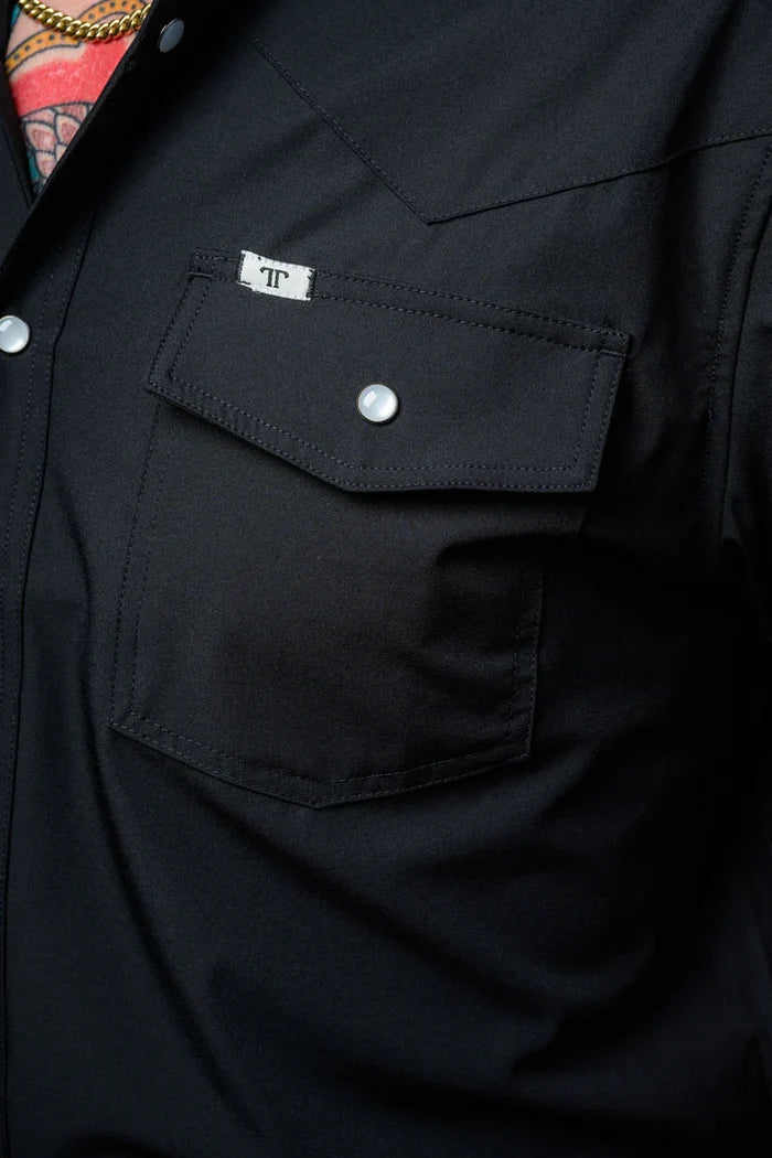 Black Long Sleeve Pearl Snap Shirt by Ferrell