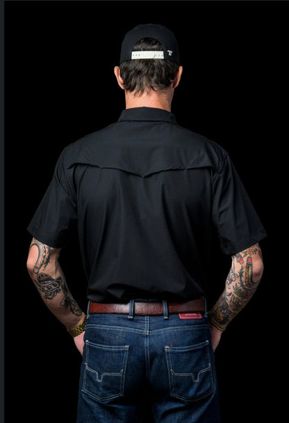 Black Short Sleeve Pearl Snap Shirt by Ferrell
