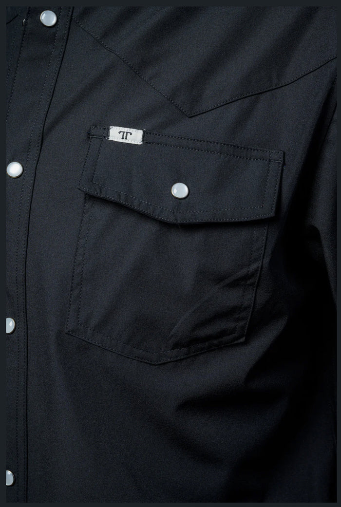 Black Short Sleeve Pearl Snap Shirt by Ferrell