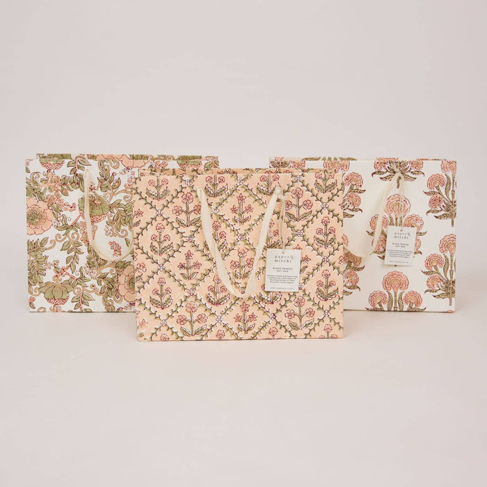Block Printed Gift Bags (Medium) - Terracotta - Magnolia Lane co. Home + Garden + Gift