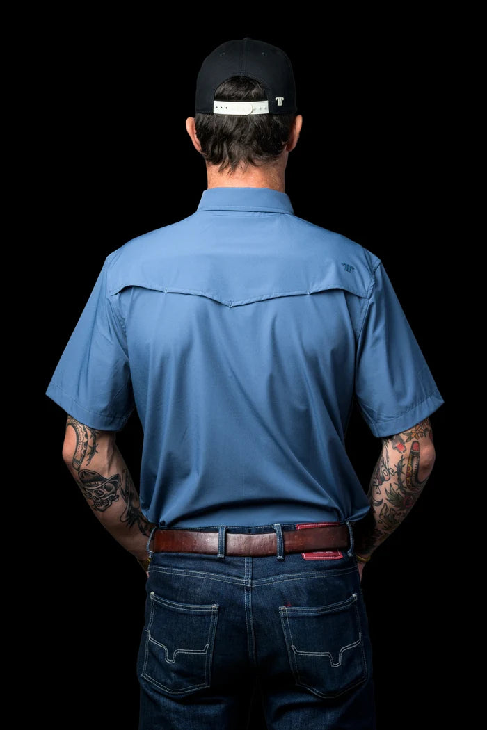 Blue Short Sleeve Pearl Snap Shirt by Ferrell