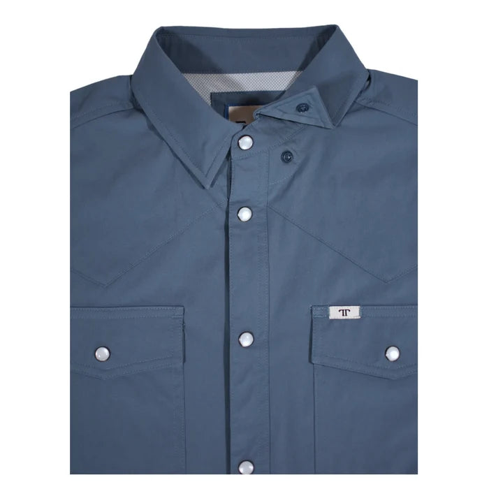 Blue Short Sleeve Pearl Snap Shirt by Ferrell