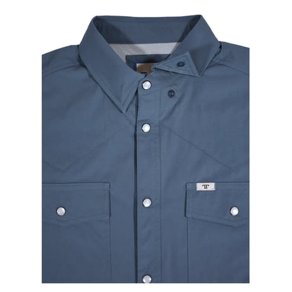 Blue Short Sleeve Pearl Snap Shirt by Ferrell