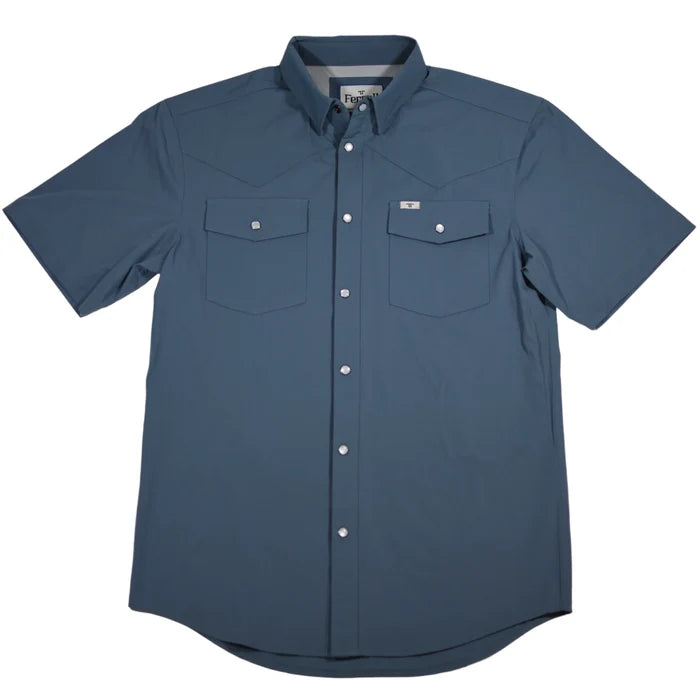 Blue Short Sleeve Pearl Snap Shirt by Ferrell