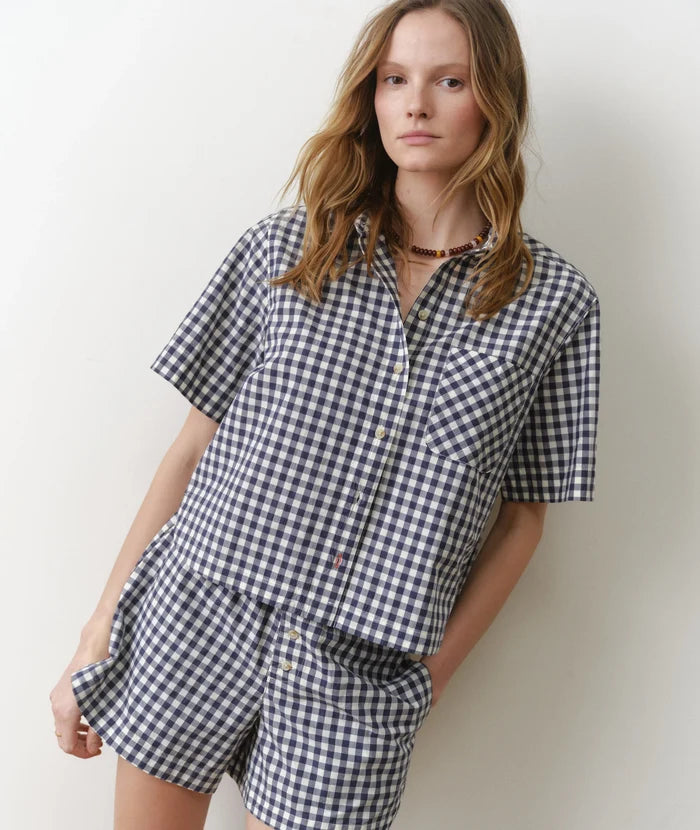 Bonnie Poplin Shirt Navy Gingham