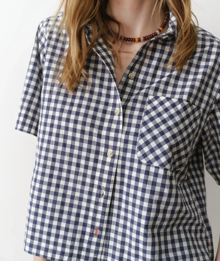 Bonnie Poplin Shirt Navy Gingham