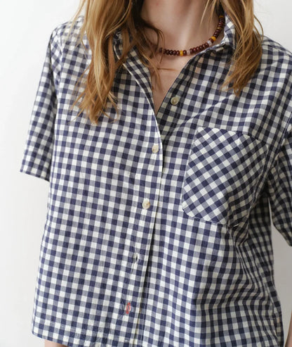 Bonnie Poplin Shirt Navy Gingham