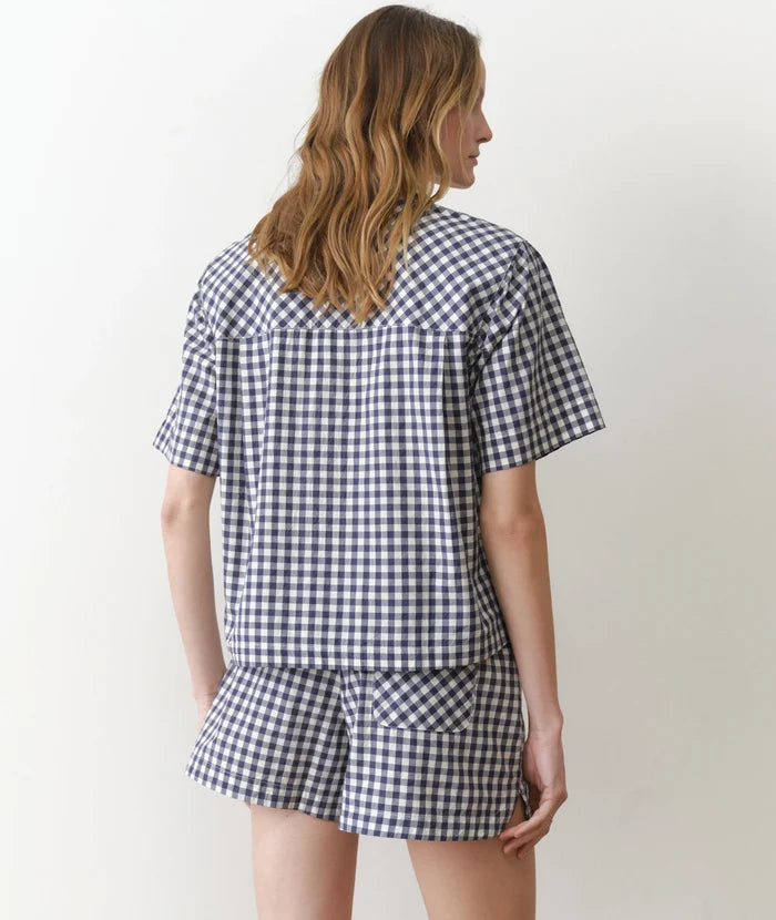 Bonnie Poplin Shirt Navy Gingham