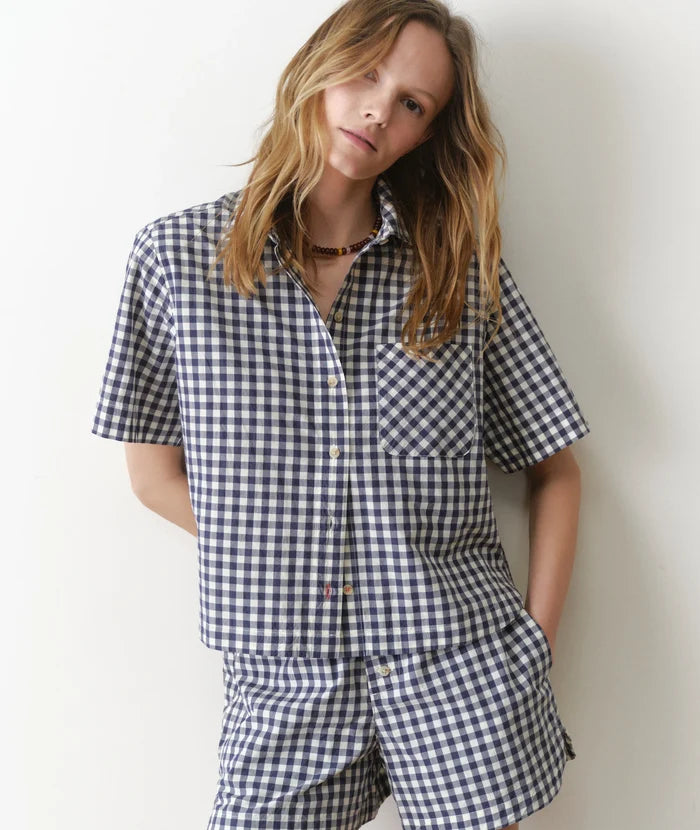 Bonnie Poplin Shirt Navy Gingham