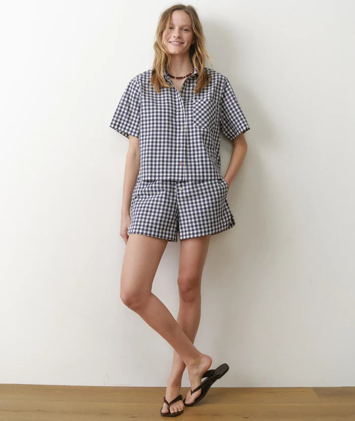 Bonnie Poplin Shirt Navy Gingham