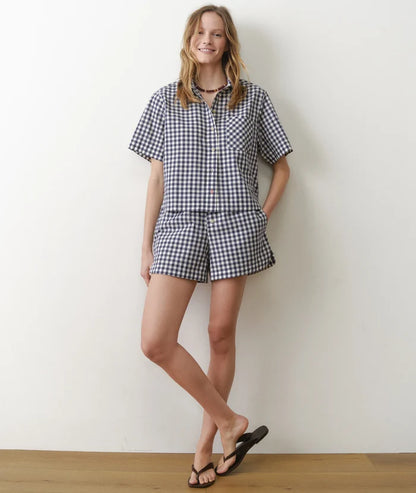 Bonnie Poplin Shirt Navy Gingham