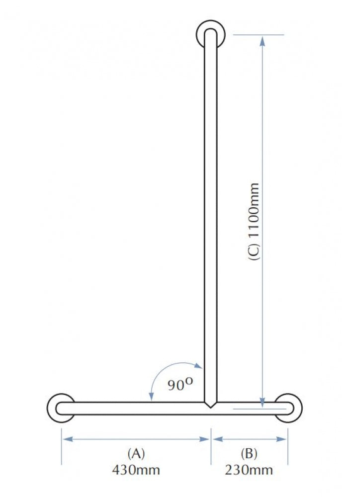 Bradley 832B-4 Shower Grab Rail Left Hand