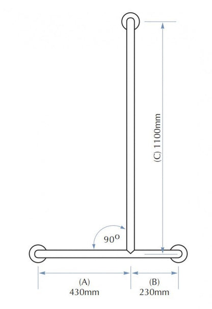 Bradley 832B-4 Shower Grab Rail Left Hand